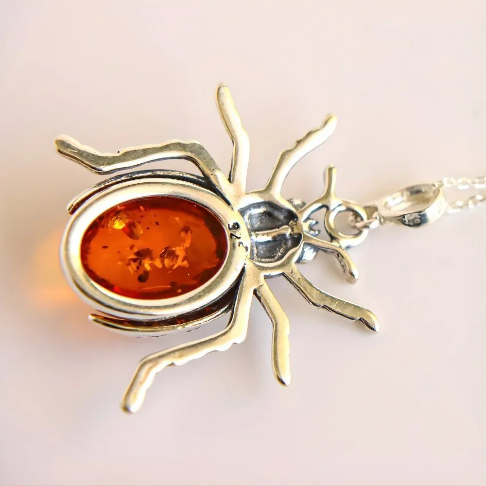 Baltic Amber Scarab Pendant Necklace (Pendant Only)